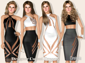 Sims 3 — ~ Designer Cutout Pencil Dresses ~ by Cleotopia — A lovely set with outrageous designs, all made up by me and my