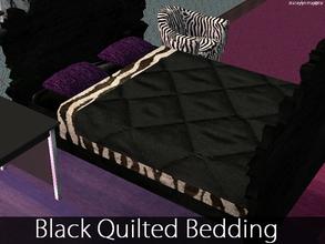 Sims 2 — Black Quilted Bedding by staceylynmay2 — A black quilted bedding with black and white white zebra strips, black