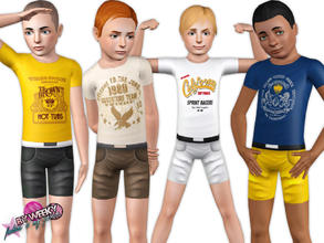Sims 3 — The Passenger - outfit by Weeky — Comfort shorts and t-shirt with graphics for boys. You can't recolor images,