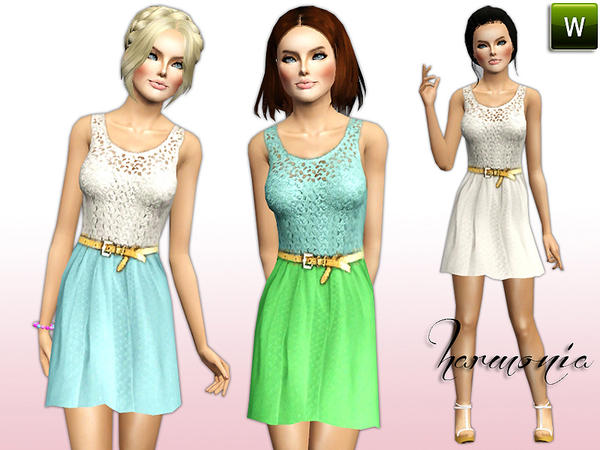 Sims 3 — In Style Crochet Pleated Dress by Harmonia —