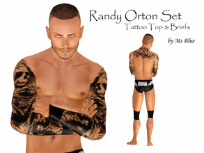 Sims 3 — Randy Orton Set by Ms_Blue — Set containing Tattoo Top and Briefs with knee pads inspired by the wrestler Randy