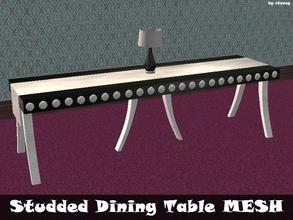 Sims 2 — Studded Dining Table MESH by staceylynmay2 — Studded dining table - Black table with white-like legs, runner and