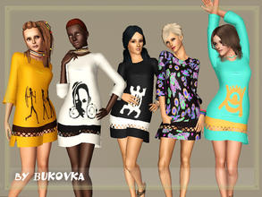 Sims 3 — Tunic dress Africa by bukovka — Africa, my love! Shorter dress with variants prints in an African theme. Prints