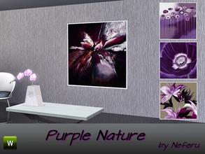 Sims 3 — Purple Nature Painting by Neferu2 — Modern painting with 4 pictures of flowers in purple colors_by Neferu_TSR