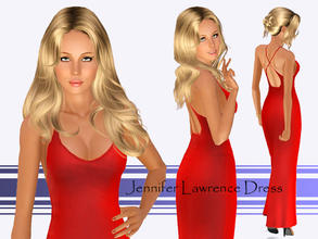 Sims 3 — Jennifer Lawrence Dress by Ms_Blue — It was all eyes on Jennifer as she arrived at the 2011 Oscars in a simple,
