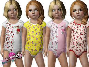Sims 3 — Sweet bunny bodysuit by Weeky — Bodysuit for girls with bunny patterns and graphics. Recolorable in 4 color