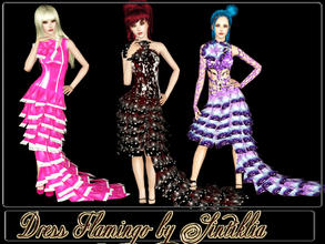 Sims 3 — Sintiklia - Dress Flamingo by SintikliaSims — 3 variants of dresses. Three channels of recolor in every dress.