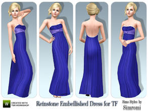 Sims 3 — Rhinestone Formal Dress for Teens by simromi — Go to the prom or dance in style in this rhinestone formal dress