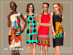 Sims 3 — Dress Ethno style by bukovka — Dress in ethnic style for young and adult women. Open back, a node on one