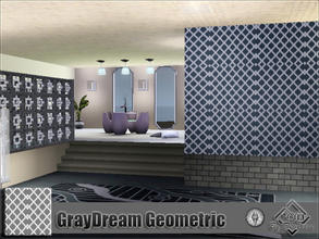 Sims 3 — GrayDream Geometric by Devirose — Gray geometric design,modern texture-.Base game compatible,no need EP,created
