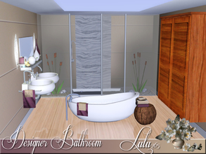 Sims 3 — Designer Bathroom by Lulu265 — The fourth in the designer Series, a bathroom, wood,glass and clean lines make