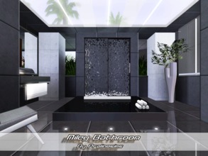 Sims 3 — Miley Bathroom  by Pralinesims — Set including: -Shower -Sink -Glass Ceiling Lamp- -Glass Wall Lamp -Mirror 