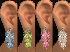 Sims 2 — Crystal Feather Earring set by zaligelover2 — Crystal feather earrings in four colors.