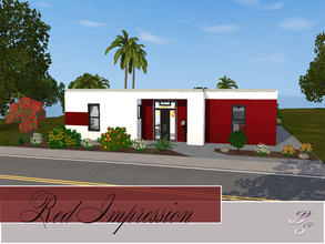 Sims 3 — Red Impression *CCFree* by Shokobiene2 — This is a modern Bungalow for modern Simmies! Main: laundry, bath,