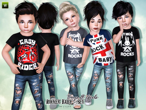 Sims 3 — Rocker Baby - Set by lillka — This set includes: Rocker Baby T - Shirt with Ripped Jeans for toddler girls and