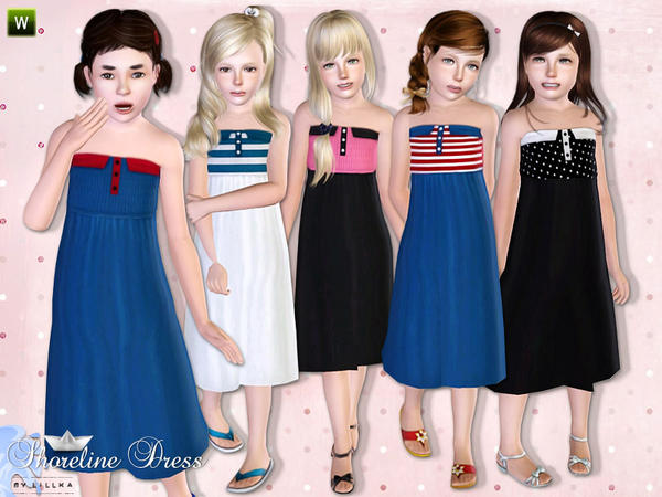 Sims 3 — Shoreline Dress by lillka — Summer dress for your girls. Everyday/Formal 5 styles/4 recolorable palettes I hope