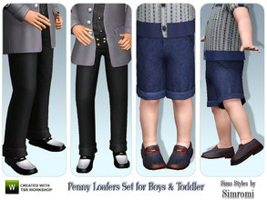 Sims 3 — Lucky Penny Loafers Set for PM and CM by simromi — Do you feel lucky? You child or toddler boy sim will in these