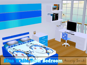 Sims 3 — Blue White Teen Bedroom by Memory_Sonate — A bedroom for a teenage boy or high school girl with personality. Two