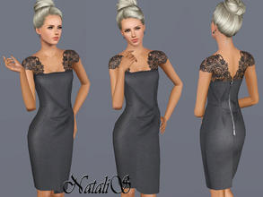 Sims 3 — Lace and Stretch Wool Dress FA-YA by Natalis — A sheer lace lends an ultra feminine look to this elegant stretch