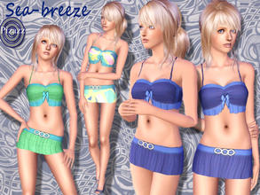 Sims 3 — Sea-breeze Bikini by pizazz — A beautiful bikini swimsuit created with a ruffled top and belted skirt bottom