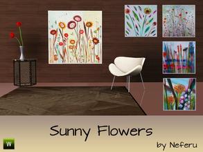 Sims 3 — Sunny Flowers Painting by Neferu2 — Collection of 5 paintings in a single file of floral theme by Nerefu_TSR