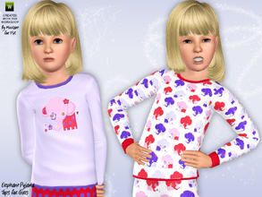 Sims 3 — Elephant Pyjama Tops by minicart — These cute Elephant Pyjama tops for girls have two variations with two