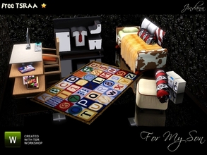 Sims 3 — For my Son by Jindann — More stuffies for your boy sims. Modern, cozy, warm, and cool. Bedroom and study actualy