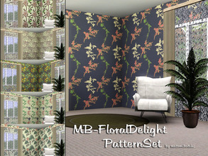 Sims 3 — MB-FloralDelightPatternSet by matomibotaki — 6 fine floral patterns with abstract design-elements and 4