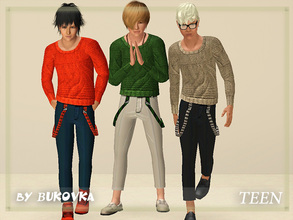Sims 3 —  Casual Style  tm by bukovka — A set of clothes for teens. Included are: a simple knit sweater and short pants