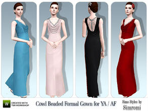 Sims 3 — Cowl Beaded Formal for YA/AF by simromi — Your sim will look amazing in this elegant cowl beaded formal. Perfect