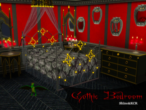 Sims 3 — Gothic Bedroom by ShinoKCR — The Bedroom for your Gothic decoration: - Doublebed - Canopy matching - Curtain