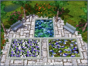 Sims 3 — Flower Terrains - Blue_marcorse by marcorse — Three floral terrain paints in blue shades to add some variety to