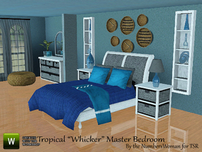 Sims 3 — Tropical Whicker Master Bedroom by TheNumbersWoman — The tropics with a twist of contemporary this set is for