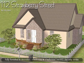Sims 2 — Base game compatible - 112 Strawberry Street by olcia_olivinea — Fully furnished and decorated starter house for