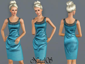 Sims 3 — Embroidery neck satin sheath dress FA-YA by Natalis — Luxurious satin sheath dress. Embroidery round neck.