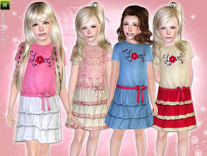 Sims 3 — Love, sweet love - Outfit by lillka — Fashionable t-shirt with fancy embroidery and ruffle skirt.