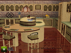 Sims 3 — Tropical Whicker Kitchen by TheNumbersWoman — Tropical, contemporary design with wicker accents this kitchen is