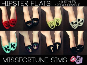 Sims 3 — [MF SIMS] Hipster Flats by MissFortune — 9 Recolorable flat shoes with 9 different prints :)Perfect for a casual