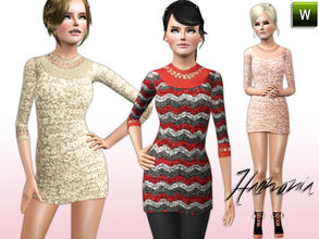Sims 3 — Crochet Sweater Featuring Dress by Harmonia — 4 Variations. Recolorable