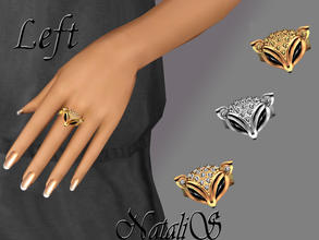Sims 3 —  Lady Fox ring Left FT- FA by Natalis — Fashion Lady Fox metal ring with bright crystals. For left hand.