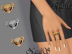 Sims 3 —  Lady Fox ring Right FT- FA by Natalis — Fashion Lady Fox metal ring with bright crystals. For right hand.