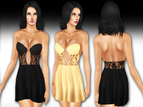 Sims 3 — Oh My Love Strapless Dress by saliwa — Lace Detailed Strapless Dress.Created by Saliwa