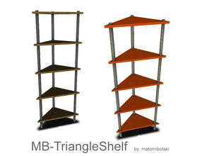 Sims 3 — MB-TriangleShelf by matomibotaki — MB-TriangleShelf, new corner shelf mesh with 2 recolorable areas and 2