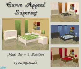 Sims 2 — Curve Appeal Bedroom Superset by EarthGoddess54 — A new bedroom set with 6 new meshes! Set includes: bed,