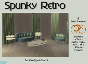 Sims 2 — Spunky Retro by EarthGoddess54 — *Updated GUIDS: 16/09/2007* Retro set includes 6 new meshes: loveseat, chair,
