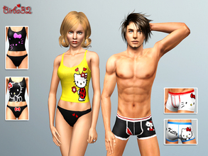 Sims 3 — Hello Kitty for Her for Him by Birba32 — If you like Hello Kitty, this is for you! A sweet underwear for her and