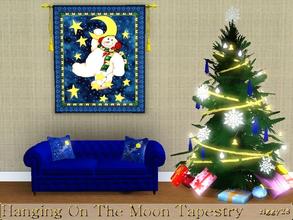 Sims 3 — Hanging On The Moon Tapestry by ziggy28 — A lovely winters tapestry of a snowman hanging on the moon. Custom