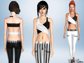 Sims 3 — Black and White top by StarSims — Stylish top black and white, perfect for every occasion. Customizable. - 2