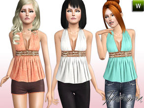Sims 3 — TEEN ~ Pearlized Beads Babydoll Top by Harmonia — Custom Mesh By Harmonia 3 Variations. Recolorable