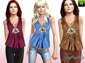 Sims 3 — TEEN ~ Flower Application Babydoll Top by Harmonia — Custom Mesh By Harmonia 3 Variations. Recolorable